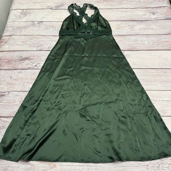 The Kooples Guipure Lace Trim Dress Emerald Green Silk Size 3 = US Large NEW - Picture 2 of 10
